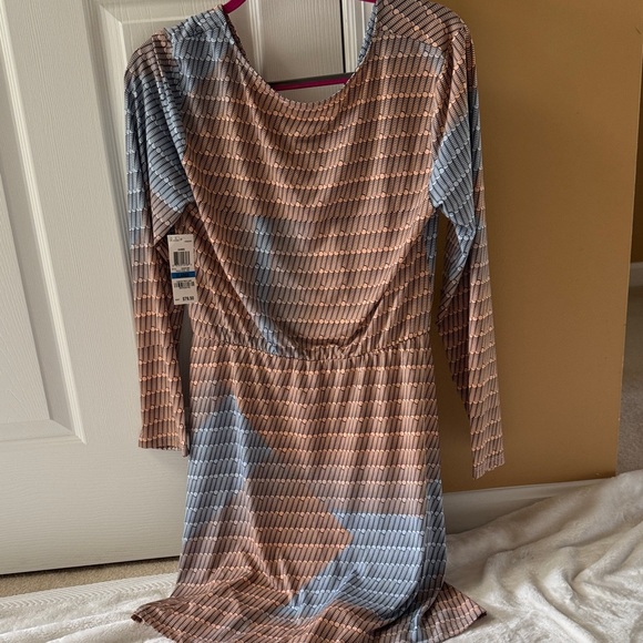 Bar III Blue and Brown Long Sleeve Dress - Picture 5 of 5